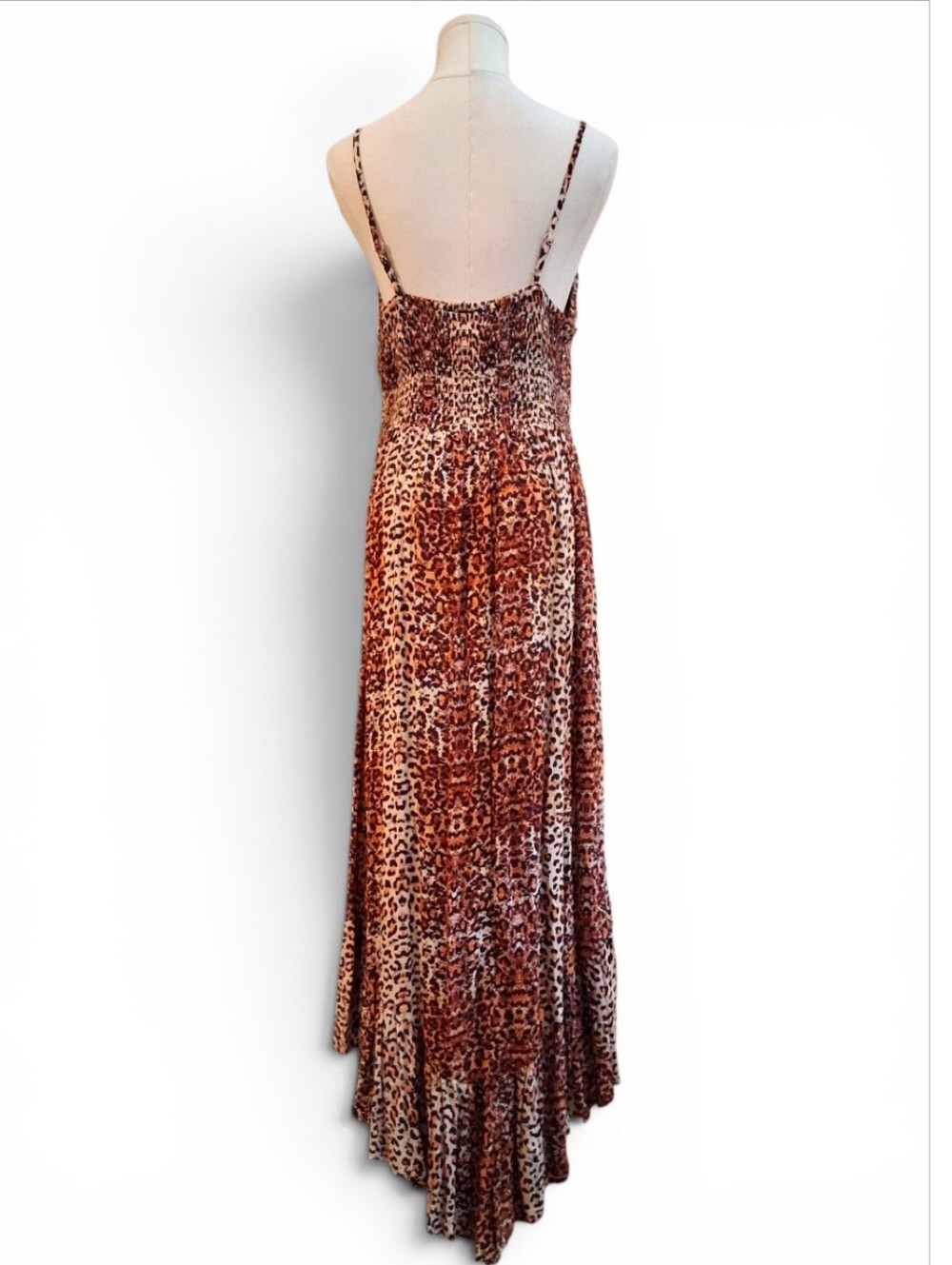 ANGIE Maxi Dress - Animal Print - Womens Large - brown orange cream - Picture 6 of 9